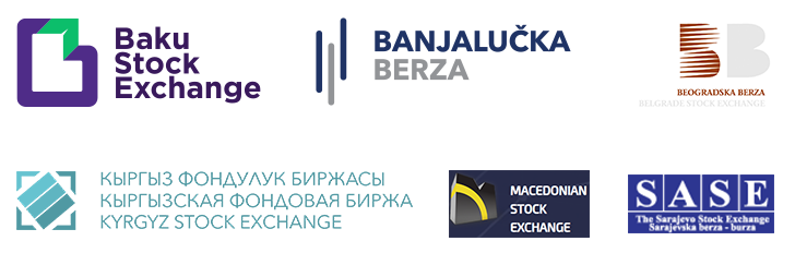 Baku, Banja Luka, Belgrade, Kyrgyz, Macedonia, and Sarajevo Stock Exchanges logo